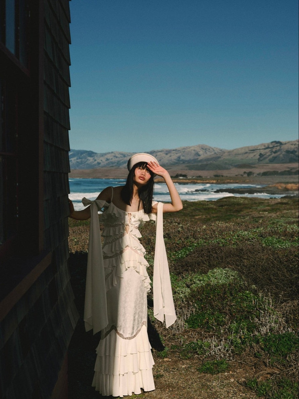 $998 NWT For Love And Lemons “Ramona” Silk Wedding Gown in Cream Sz 4